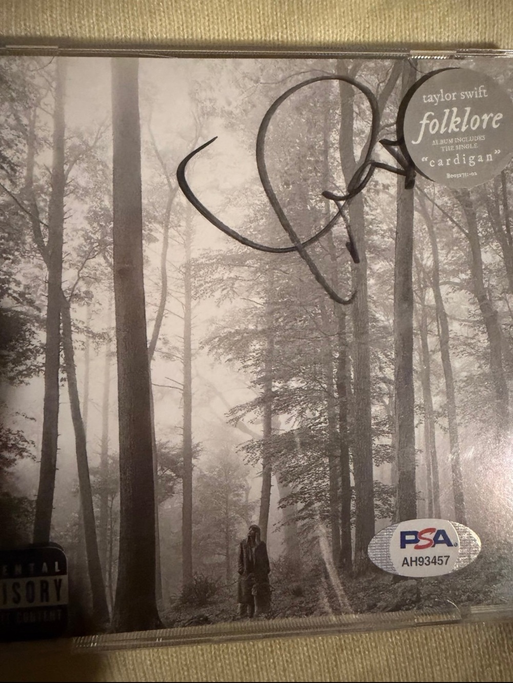 Taylor Swift "folklore" Autographed CD - Black & White Forest Cover